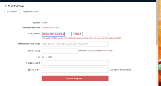 how withdraw xlm